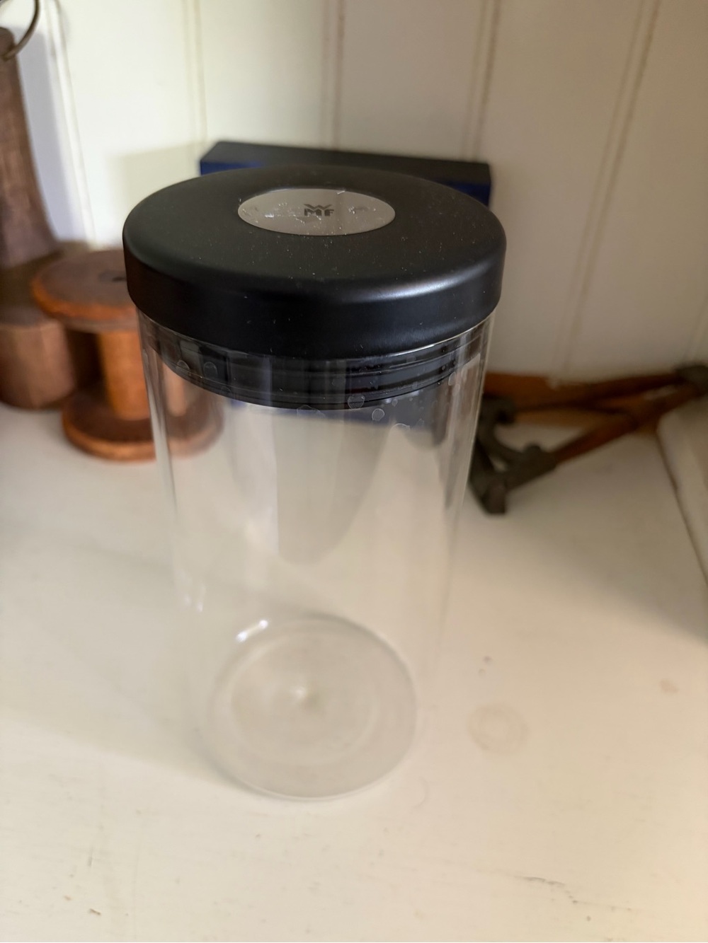 Clear Glass Canister with Black Lid - Kitchen Storage